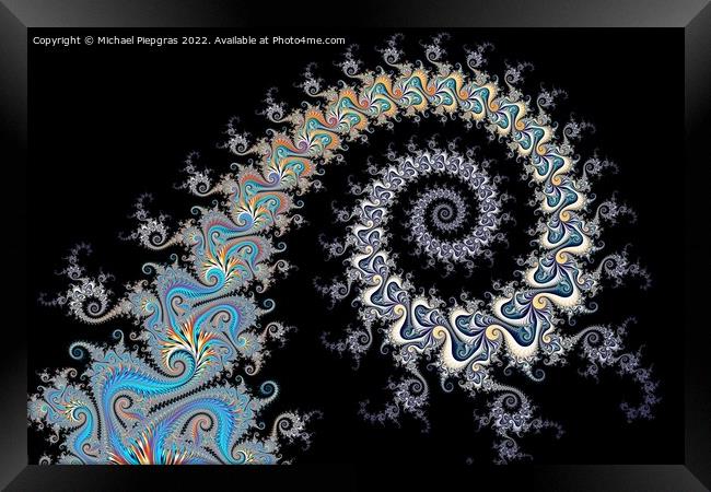 Beautiful zoom into the infinite mathematical mandelbrot set fra Framed Print by Michael Piepgras