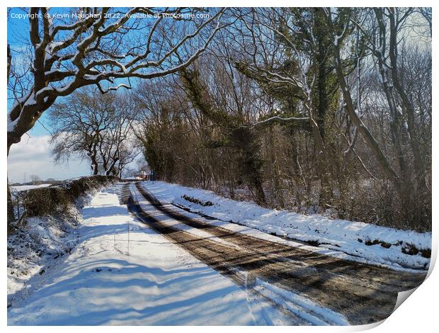 A Snowy Lane Near Morpeth Print by Kevin Maughan