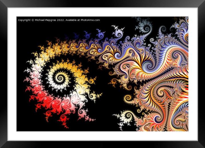Beautiful zoom into the infinite mathematical mandelbrot set fra Framed Mounted Print by Michael Piepgras