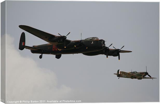 Lancaster and Spitfire I Canvas Print by Philip Barton