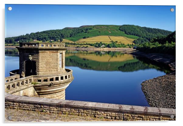 Ladybower Tower and  Reservoir Reflections Acrylic by Darren Galpin