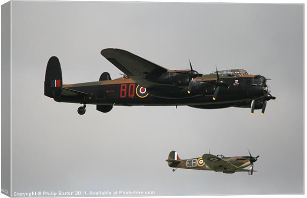 Lancaster and Spitfire II Canvas Print by Philip Barton