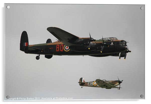 Lancaster and Spitfire II Acrylic by Philip Barton