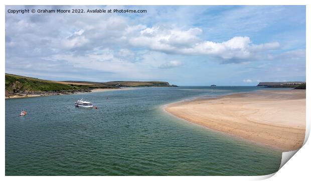 Camel estuary cornwall and boat Print by Graham Moore