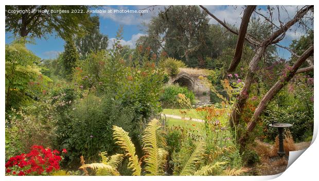 Mill house gardens facing Warwick castle  Print by Holly Burgess