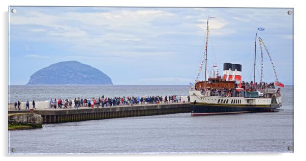 Paddle steamer Waverley at Girvan pier Acrylic by Allan Durward Photography