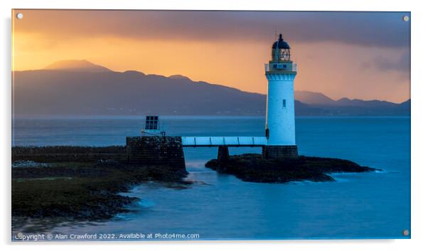 Rubha nan Gall lighthouse on the Isle of Mull, Scotland. Acrylic by Alan Crawford