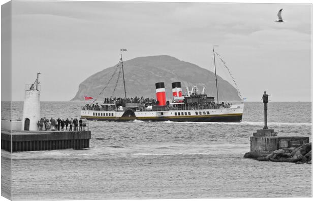 Waverley paddle steamer Girvan (selective colour) Canvas Print by Allan Durward Photography