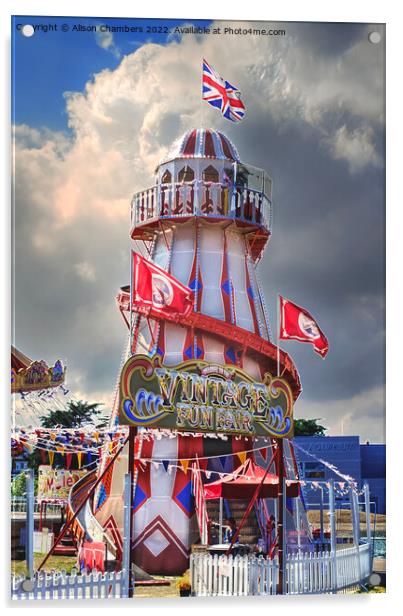 Skegness Helter Skelter Acrylic by Alison Chambers