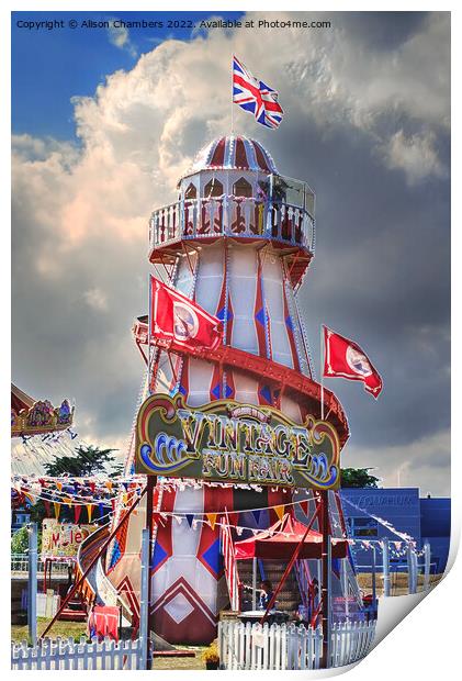 Skegness Helter Skelter Print by Alison Chambers