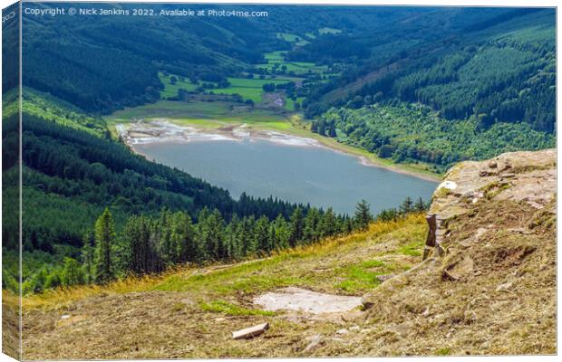 Looking Down on Talybont Reservoir  Canvas Print by Nick Jenkins