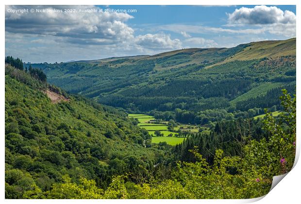 View Down the Talybont Valley  Print by Nick Jenkins