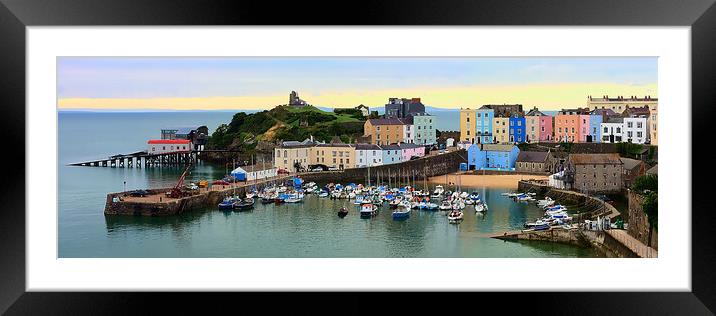 Tenby Harbour Panorama Framed Mounted Print by Jeremy Hayden