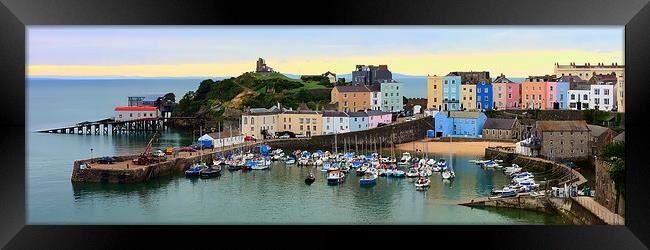 Tenby Harbour Panorama Framed Print by Jeremy Hayden
