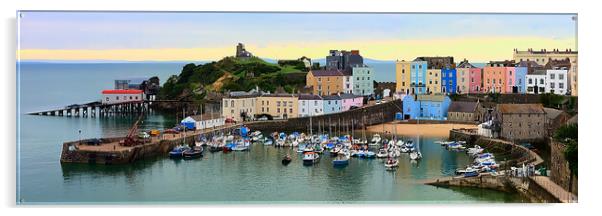 Tenby Harbour Panorama Acrylic by Jeremy Hayden