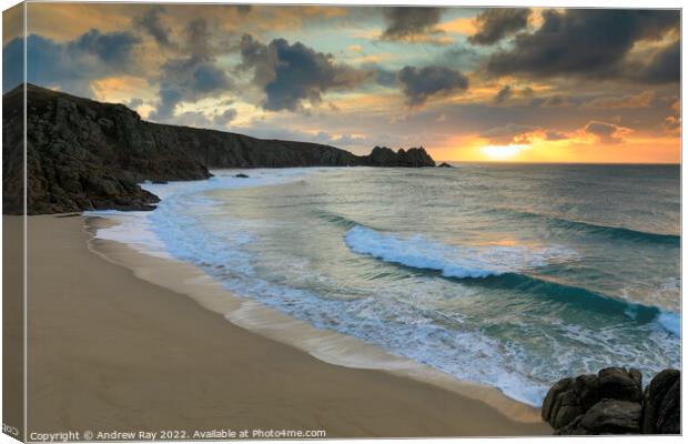 Towards the rising sun (Porthcurno) Canvas Print by Andrew Ray