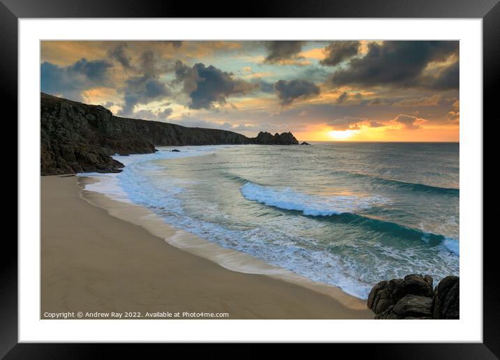 Towards the rising sun (Porthcurno) Framed Mounted Print by Andrew Ray
