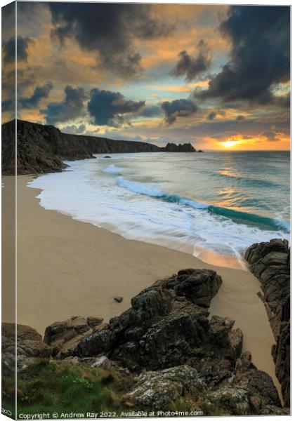 Sunrise view (Porthcurno) Canvas Print by Andrew Ray