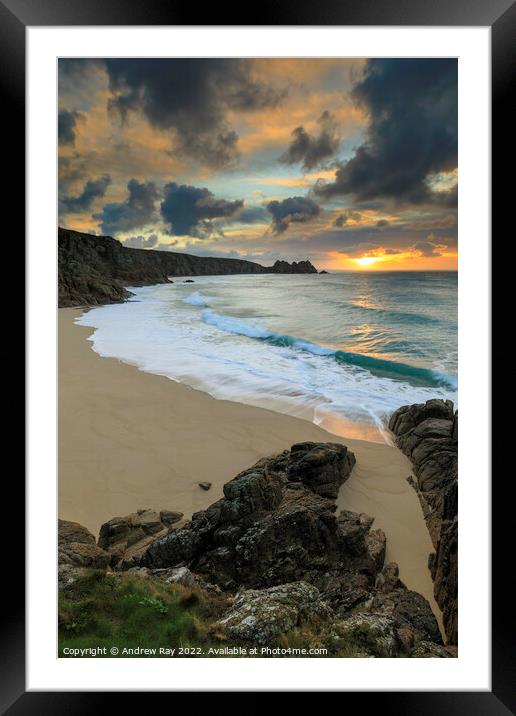 Sunrise view (Porthcurno) Framed Mounted Print by Andrew Ray