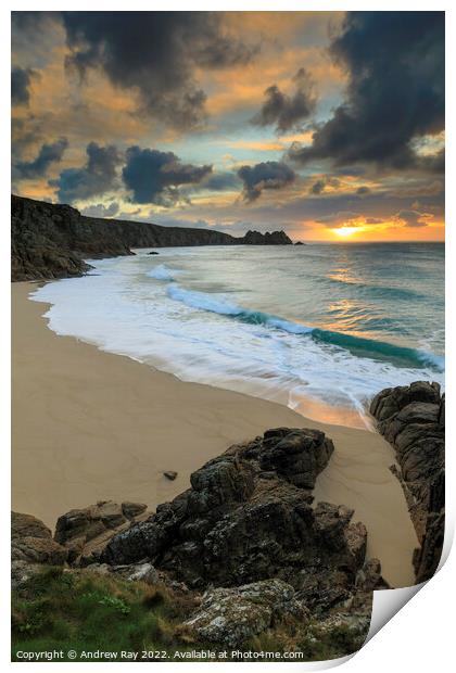Sunrise view (Porthcurno) Print by Andrew Ray