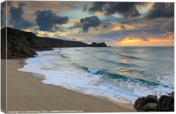 Sunrise from the coast path (Porthcurno) Canvas Print by Andrew Ray