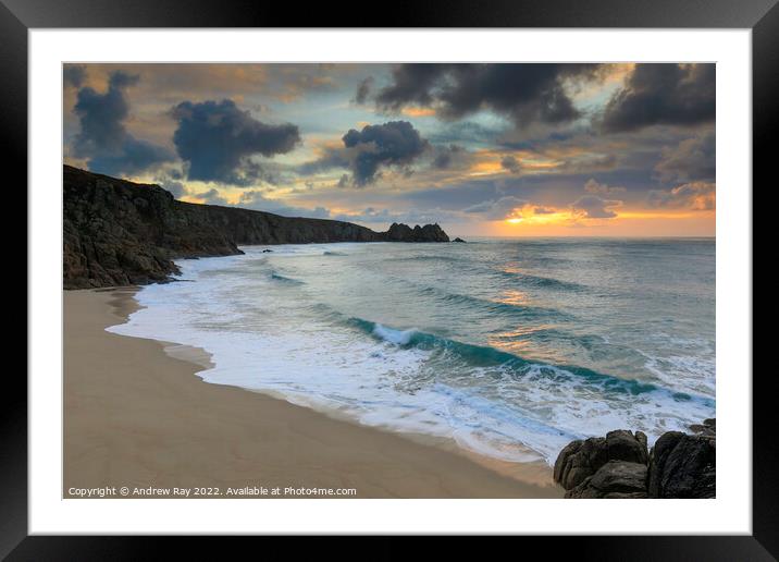 Sunrise from the coast path (Porthcurno) Framed Mounted Print by Andrew Ray