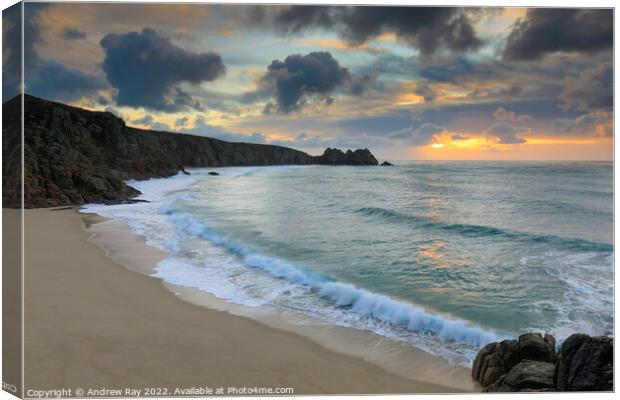 Coast path view at Porthcurno Canvas Print by Andrew Ray
