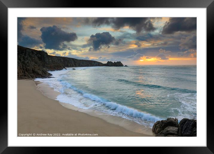 Coast path view at Porthcurno Framed Mounted Print by Andrew Ray