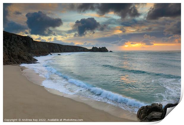 Coast path view at Porthcurno Print by Andrew Ray