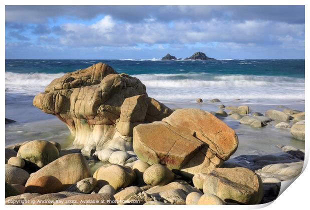 Morning at Porth Nanven  Print by Andrew Ray