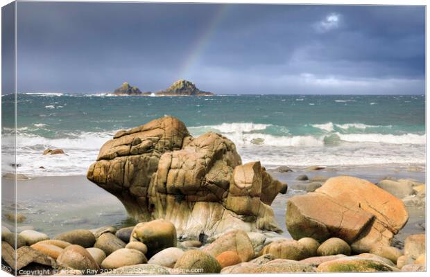 Rainbow over The Brisons  Canvas Print by Andrew Ray