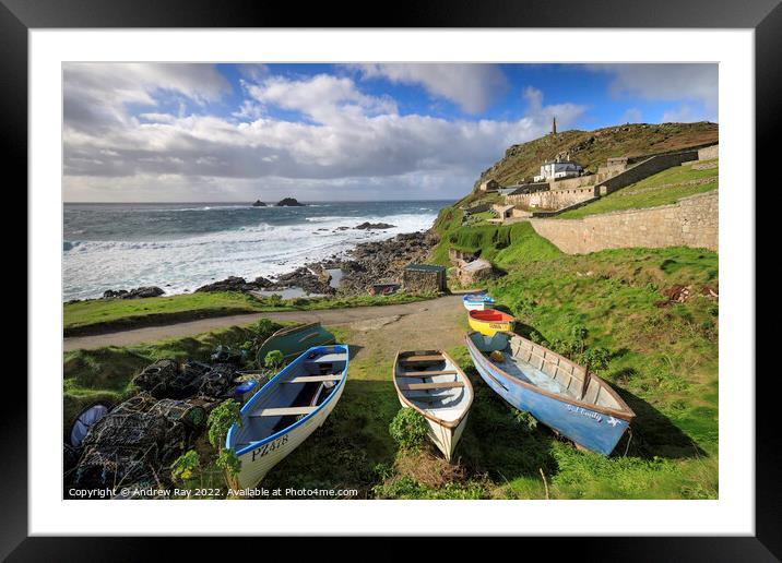 Boats at Cape Cornwall  Framed Mounted Print by Andrew Ray