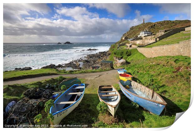 Boats at Cape Cornwall  Print by Andrew Ray