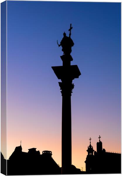 Old Town Of Warsaw Twilight Silhouette Canvas Print by Artur Bogacki