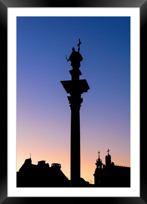Old Town Of Warsaw Twilight Silhouette Framed Mounted Print by Artur Bogacki