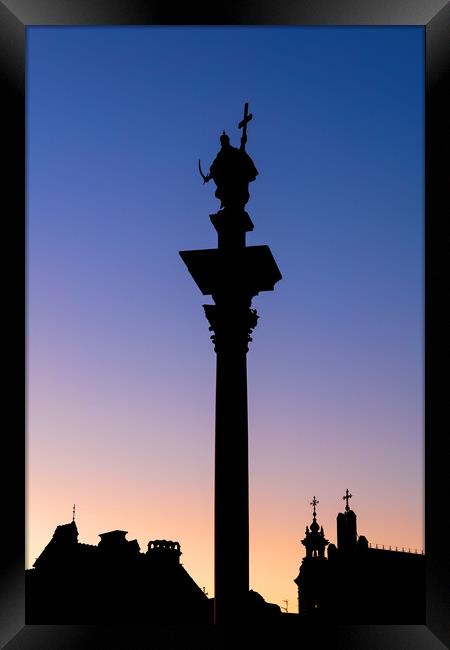 Old Town Of Warsaw Twilight Silhouette Framed Print by Artur Bogacki