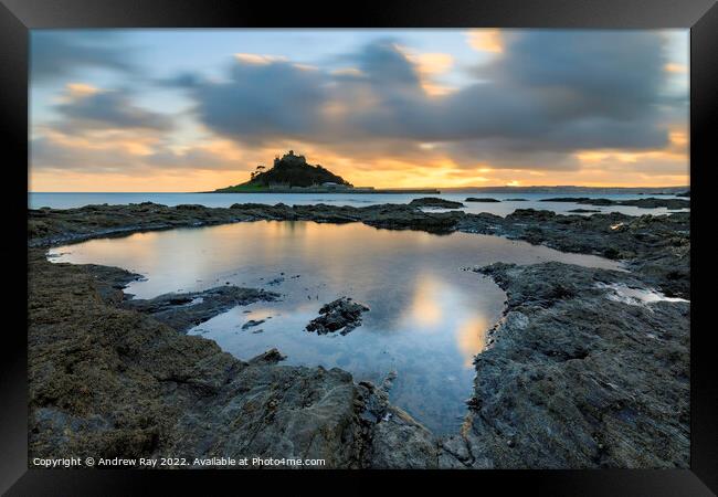 Pool reflections (St Michael's Mount)  Framed Print by Andrew Ray