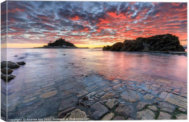 Late autumn sunset (St Michael's Mount) Canvas Print by Andrew Ray