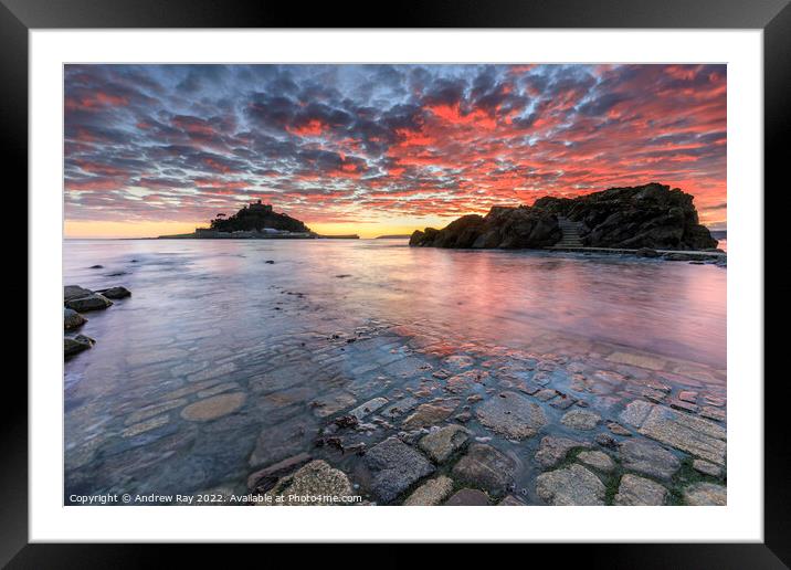 Late autumn sunset (St Michael's Mount) Framed Mounted Print by Andrew Ray