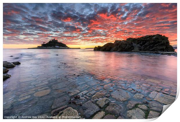 Late autumn sunset (St Michael's Mount) Print by Andrew Ray