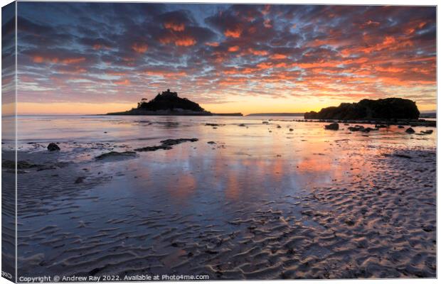 Sand ripples at sunset (St Michael's Mount) Canvas Print by Andrew Ray