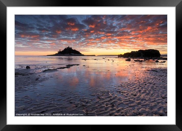 Sand ripples at sunset (St Michael's Mount) Framed Mounted Print by Andrew Ray
