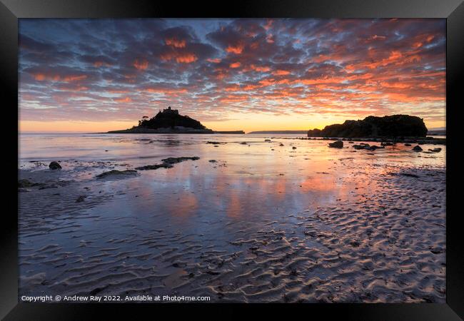 Sand ripples at sunset (St Michael's Mount) Framed Print by Andrew Ray