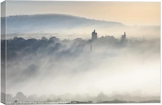 Misty morning (Wheal Uny Mine) Canvas Print by Andrew Ray