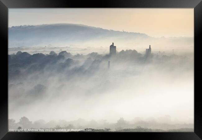 Misty morning (Wheal Uny Mine) Framed Print by Andrew Ray