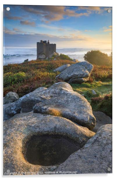 Early morning at Carn Brea Castle Acrylic by Andrew Ray