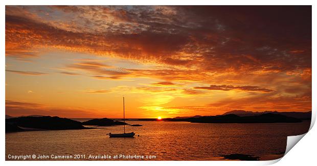 Sunset from Arisaig. Print by John Cameron