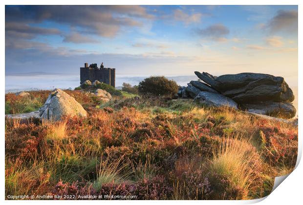 First light on Carn Brea Print by Andrew Ray