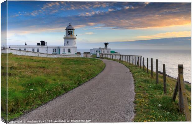 Pendeen Lighthouse at sunrise  Canvas Print by Andrew Ray