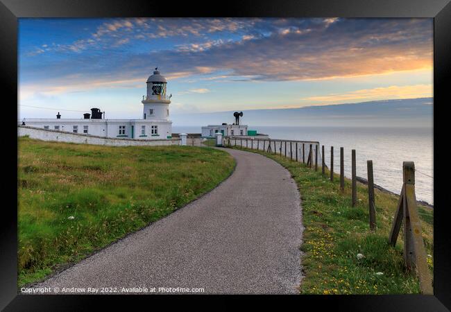 Pendeen Lighthouse at sunrise  Framed Print by Andrew Ray